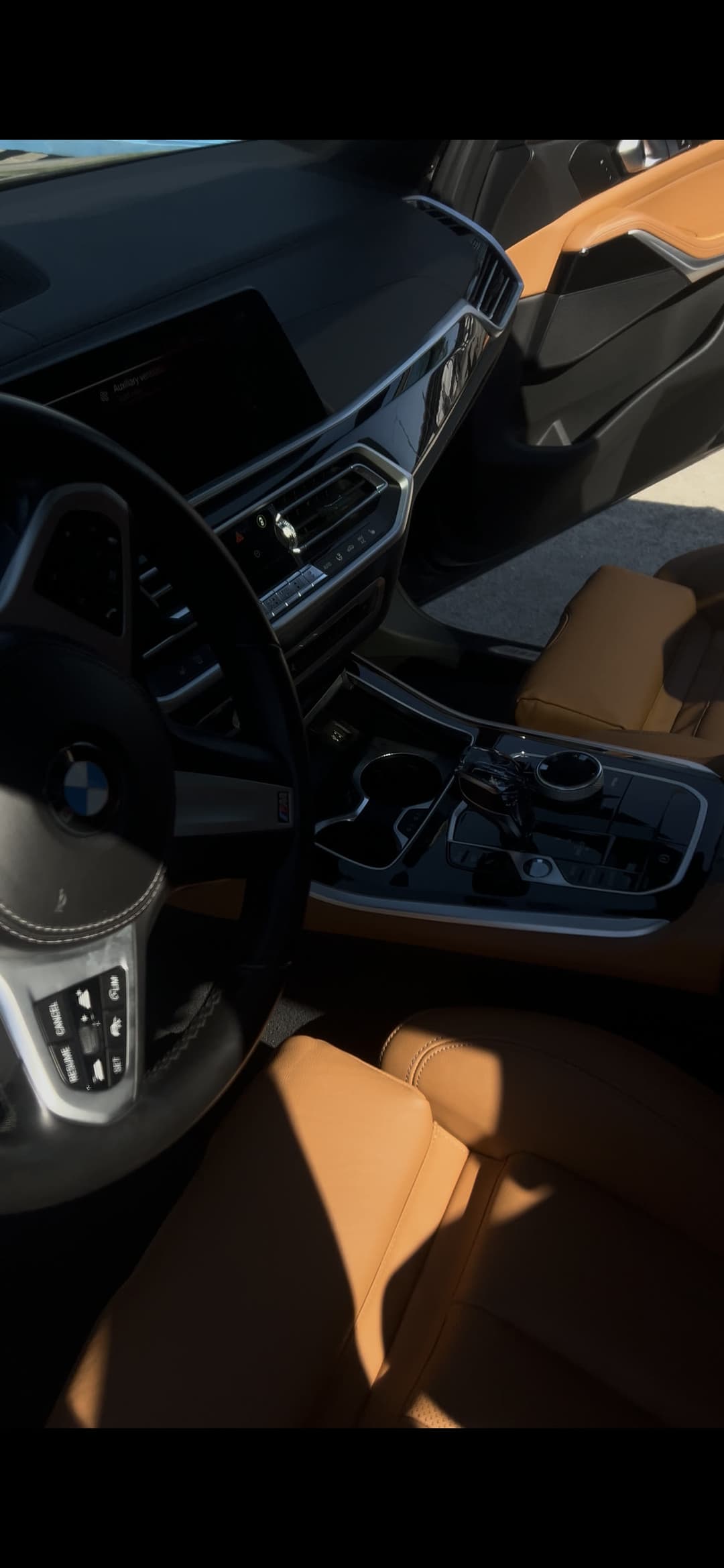 BMW M tan leather interior detail